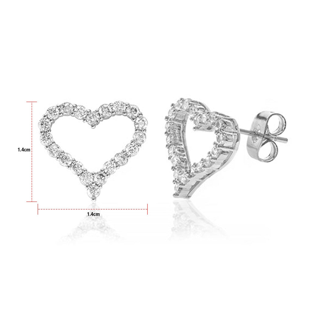 Diamond Look Cubic Zirconia Micro Pave Open Heart Earring - ikatehouse