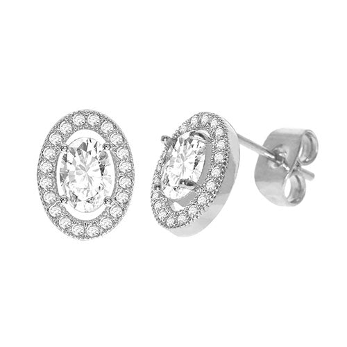 Diamond Look Cubic Zirconia Oval Earring - ikatehouse