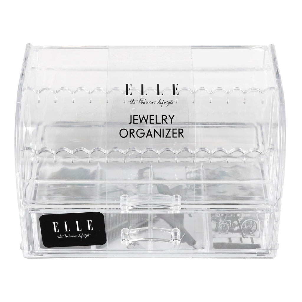 Elle Clear Jewelry Organizer with Drawer - ikatehouse