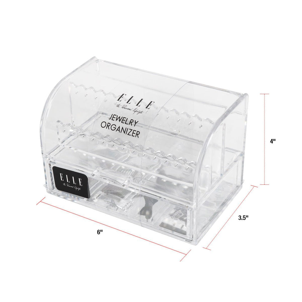 Elle Clear Jewelry Organizer with Drawer - ikatehouse