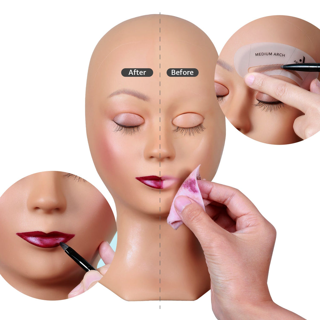 Eyelash Extension Practice Mannequin Head with Removable Eyelids - ikatehouse