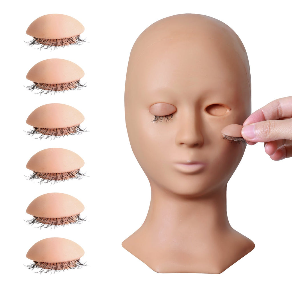 Eyelash Extension Practice Mannequin Head with Removable Eyelids - ikatehouse