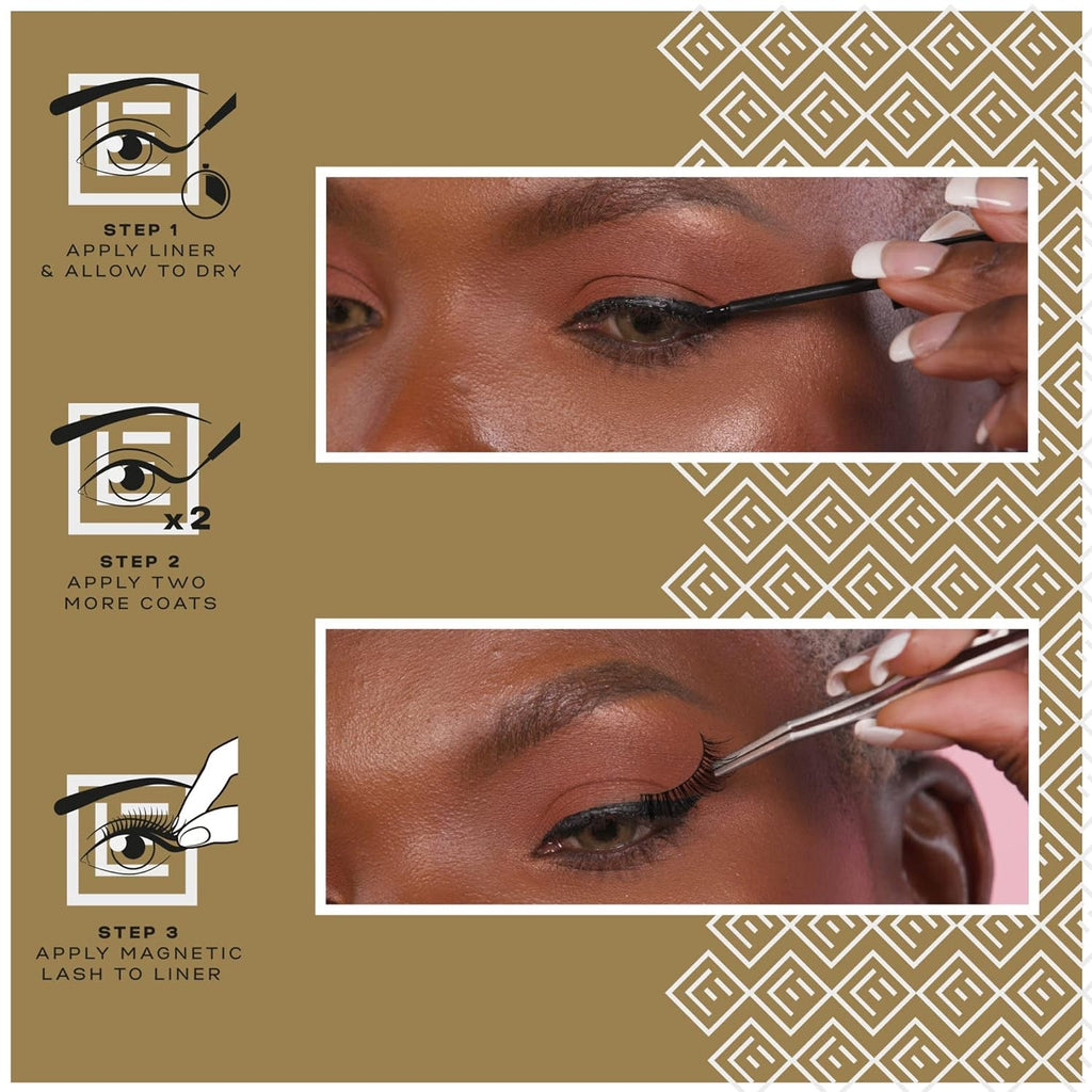 Eylure London Pro Magnetic Eyeliner & Lash System Faux Mink Dramatic 5 Magnets 0.084oz/ 2.5ml - ikatehouse