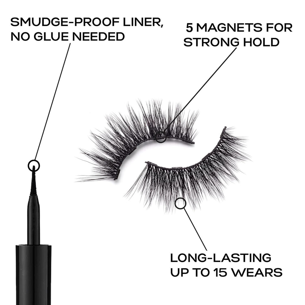 Eylure London Pro Magnetic Eyeliner & Lash System Faux Mink Dramatic 5 Magnets 0.084oz/ 2.5ml - ikatehouse