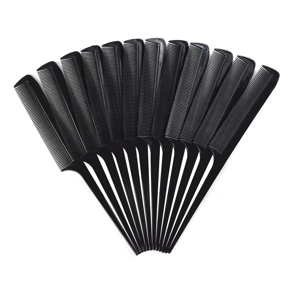 Forsta Unbreakable Rat Tail Comb 12pcs Black - ikatehouse