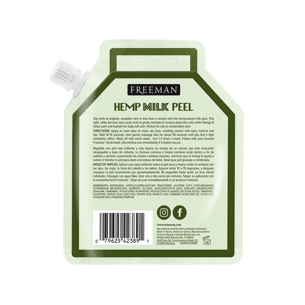 Freeman Hemp Milk Peel Gentle Exfoliating Lactic Acid + Omega 6 For Oily & Combo Skin0.33oz / 10ml - ikatehouse