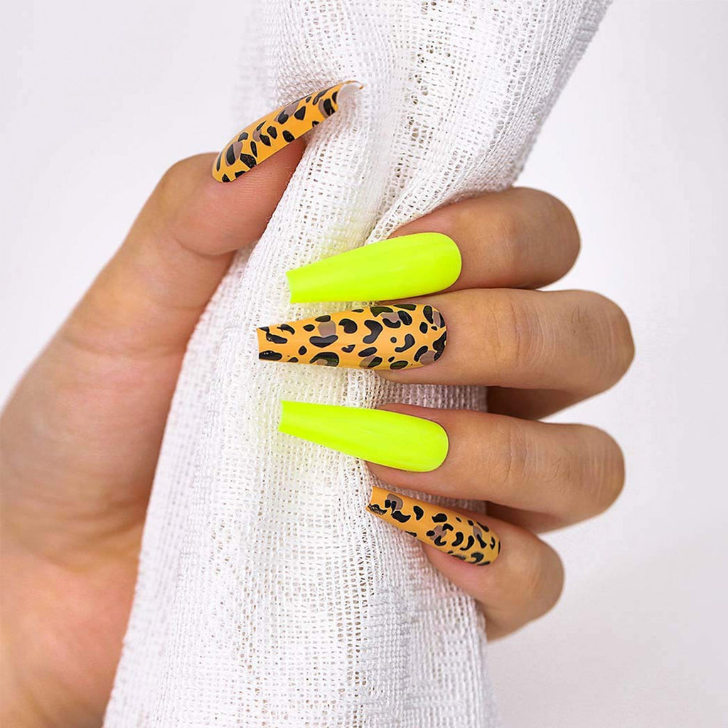 Full Cover Neon Leopard Design Long Coffin - ikatehouse