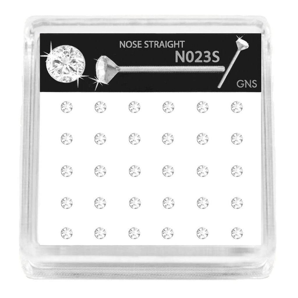 GNS Nose Straight 1 Stone Silver 30pcs - ikatehouse