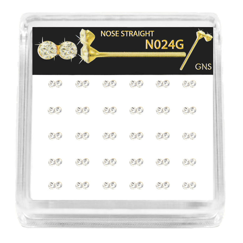 GNS Nose Straight 2 Stone 30pcs - ikatehouse