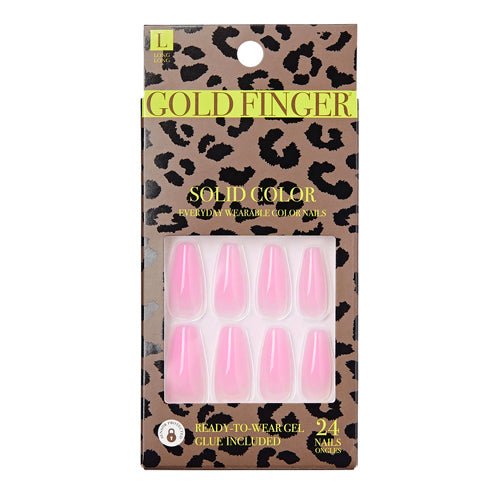 Gold Finger Solid Color Everyday Wearable Color Nail 24 Nails - ikatehouse