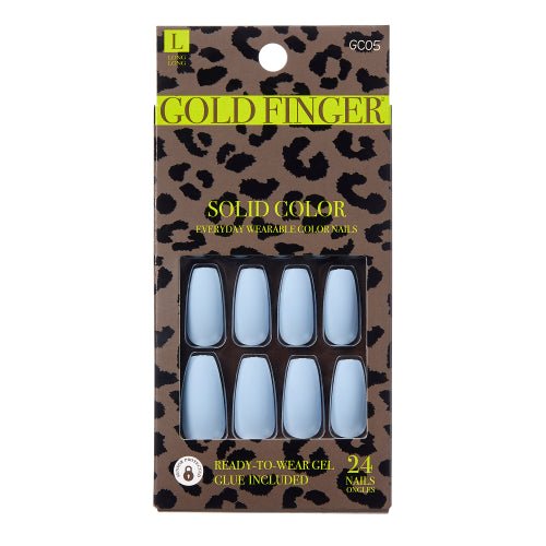 Gold Finger Solid Color Everyday Wearable Color Nail 24 Nails - ikatehouse