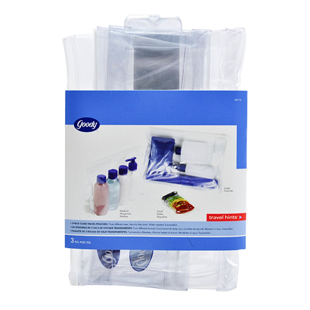 Goody 3 Pack Clear Travel Pouches - ikatehouse