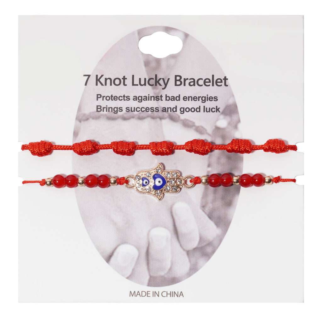 Heart Evil Eye & 7 Knot String Bracelet - ikatehouse