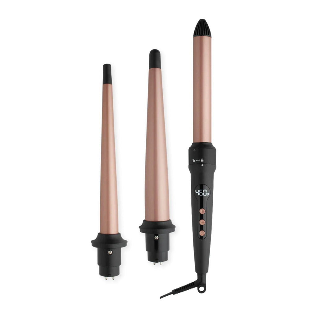 Hot & Hotter 3 in 1 Interchangeable Digital Ceramic Curling Wand Set - ikatehouse
