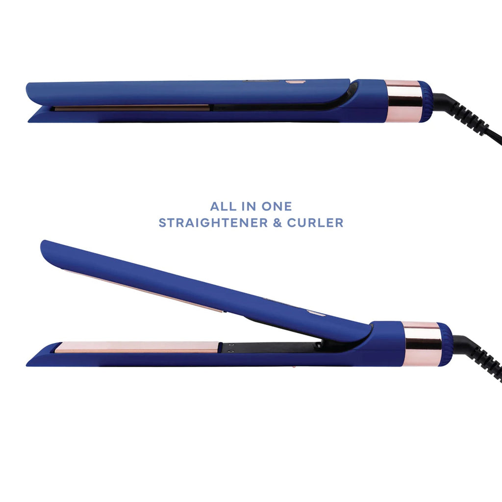 Hot & Hotter Multi Styler Straightener & Curler 1" Blue - ikatehouse