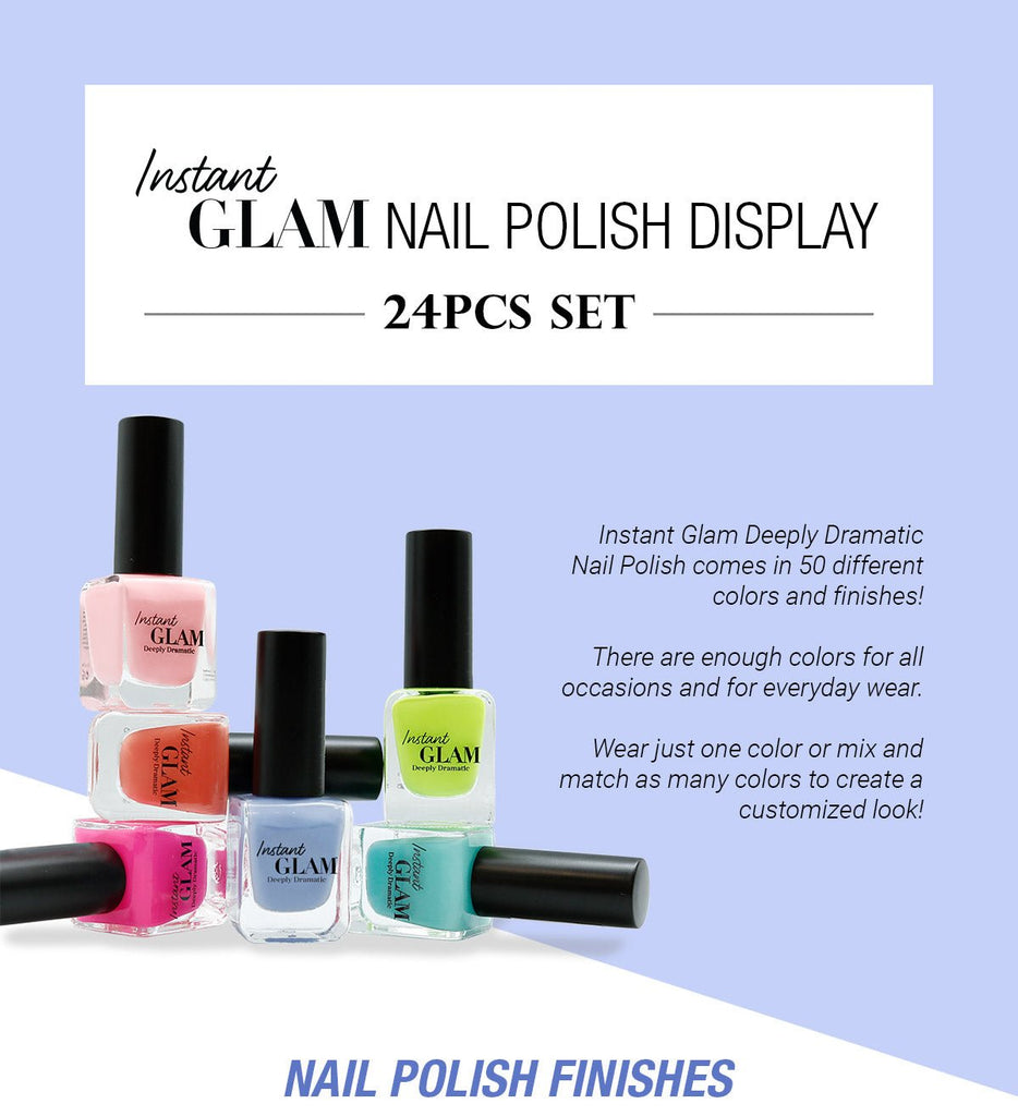 Instant Glam Deeply Dramatic Nail Polish Display 24pcs Set - ikatehouse