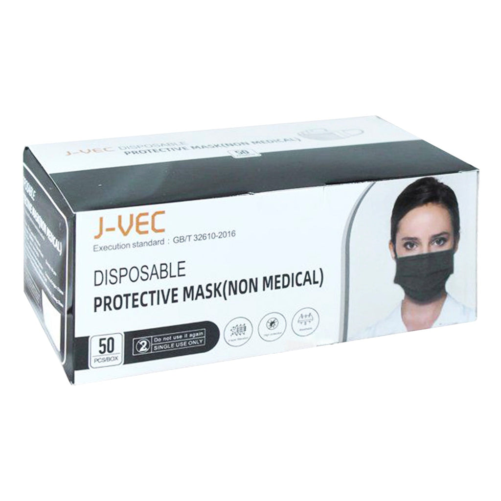 J-VEC Disposable Face Mask Black 50pcs - ikatehouse