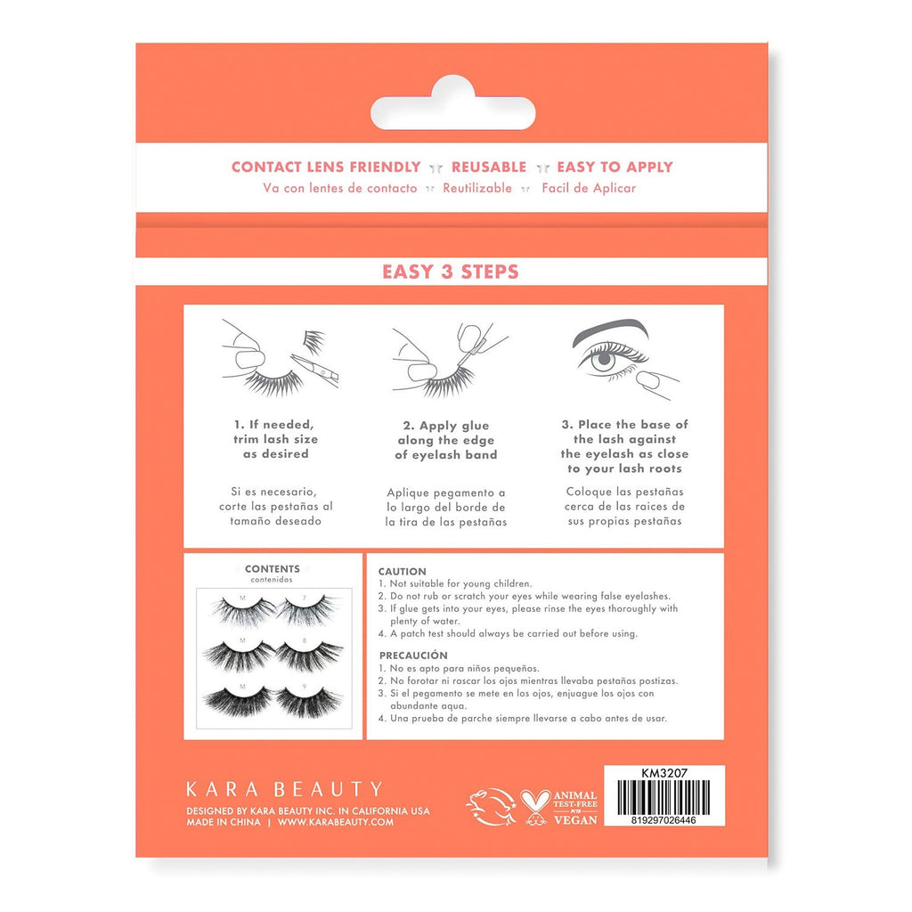 Kara Beauty Fabulashes 25mm 3D Faux Mink Lashes 3 Assorted Pairs - ikatehouse