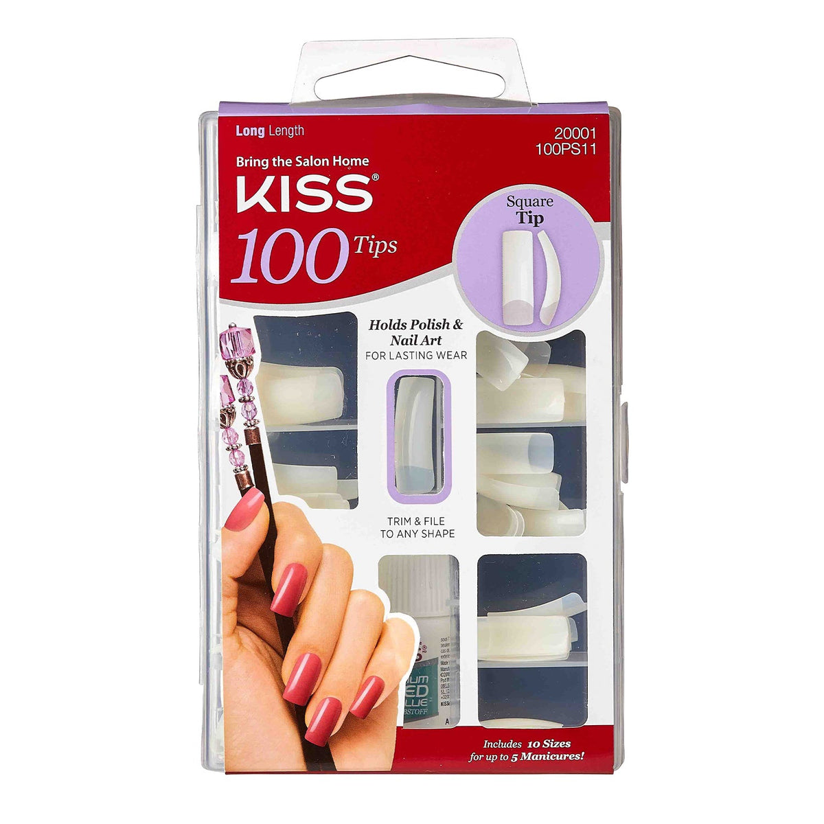Kiss 100 Tips Long Length Square Tip – ikatehouse