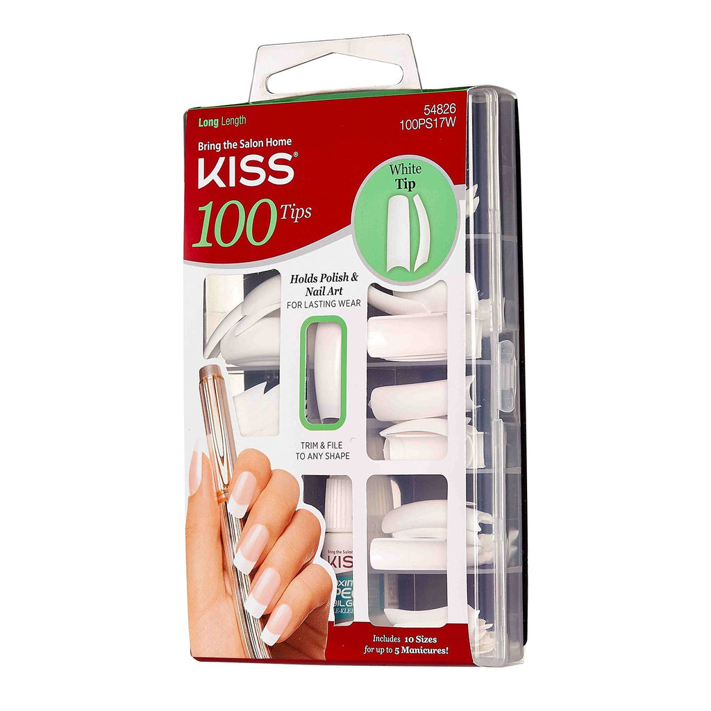 Kiss 100 Tips Long Length White Tip - ikatehouse