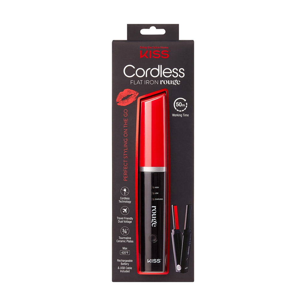 KISS Cordless Flat Iron Rouge Portable Hair Straightener 3/4" - ikatehouse