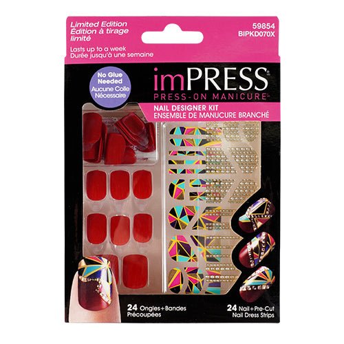 Kiss imPRESS Press-On Manicure Nail Designer Kit 24 Nails - ikatehouse
