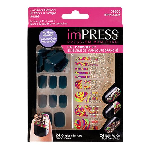 Kiss imPRESS Press-On Manicure Nail Designer Kit 24 Nails - ikatehouse