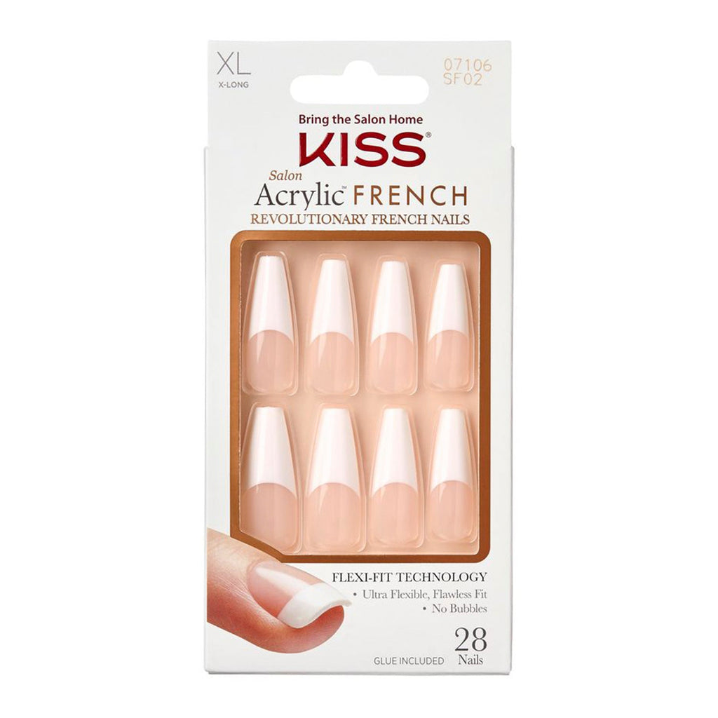 Kiss Salon Acrylic Revolutionary French 28 Nails - ikatehouse