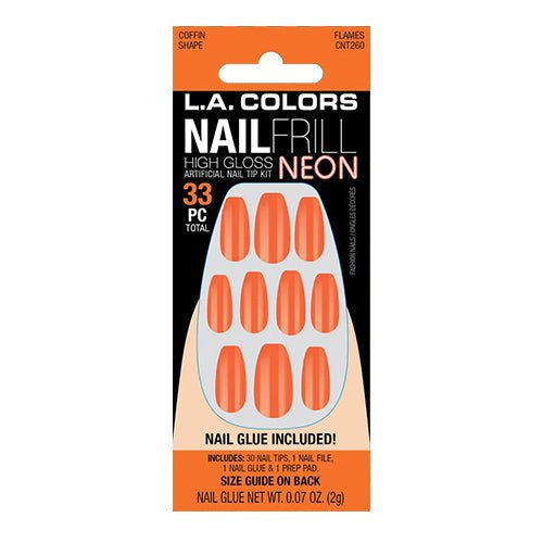 La Colors Glitzy Girl Nail Frill Neon High Gloss Nail Tip Kit 33 Nails - ikatehouse