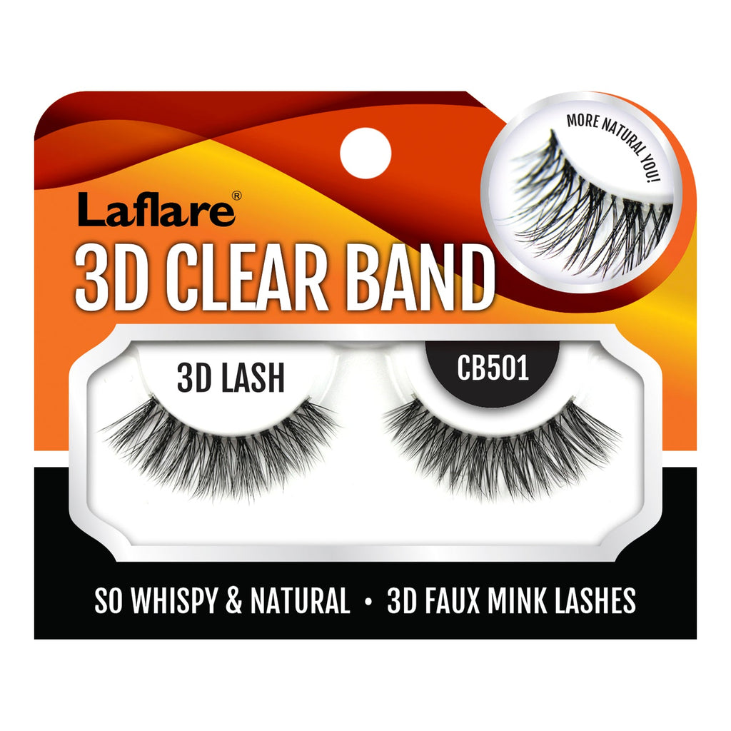 La Flare 100% Premium Silk Faux Mink 3D Clear Band Eyelashes - ikatehouse