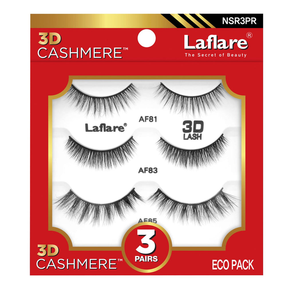 Laflare 3D Cashmere Eyelashes Eco Pack 3 Pairs - ikatehouse