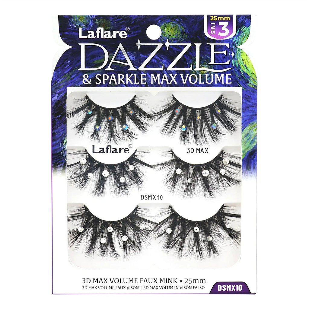 Laflare Dazzle & Sparkle 3D Max Volume Eyelashes 3 packs - ikatehouse
