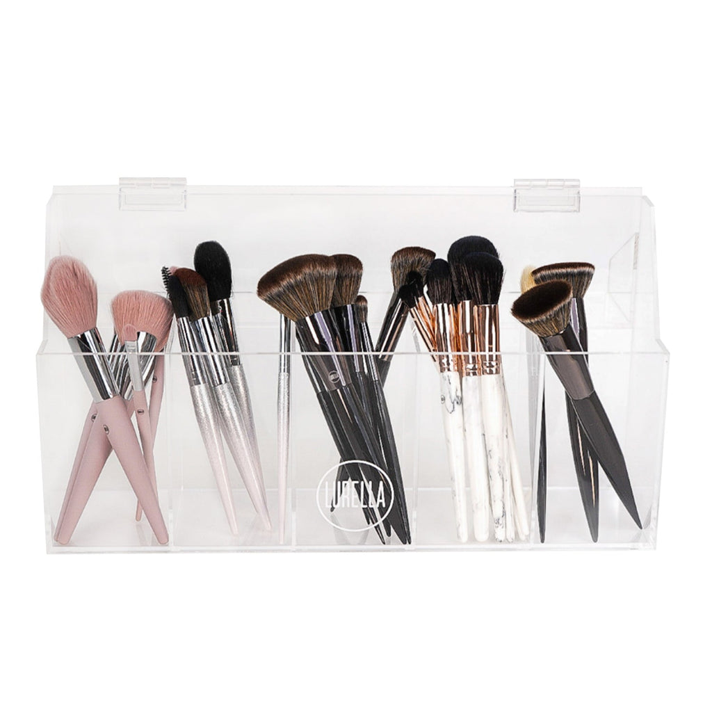 Lurella Clear Acrylic Makeup Brush Organizer Holder with lid 5 slot - ikatehouse