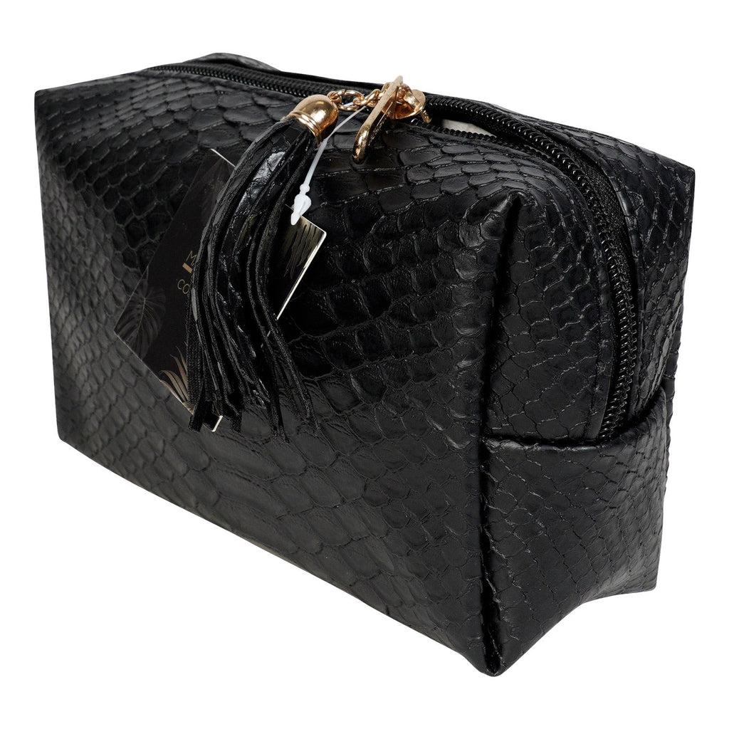 Manna Kadar Beauty Black Snake Cosmetic Bag - ikatehouse