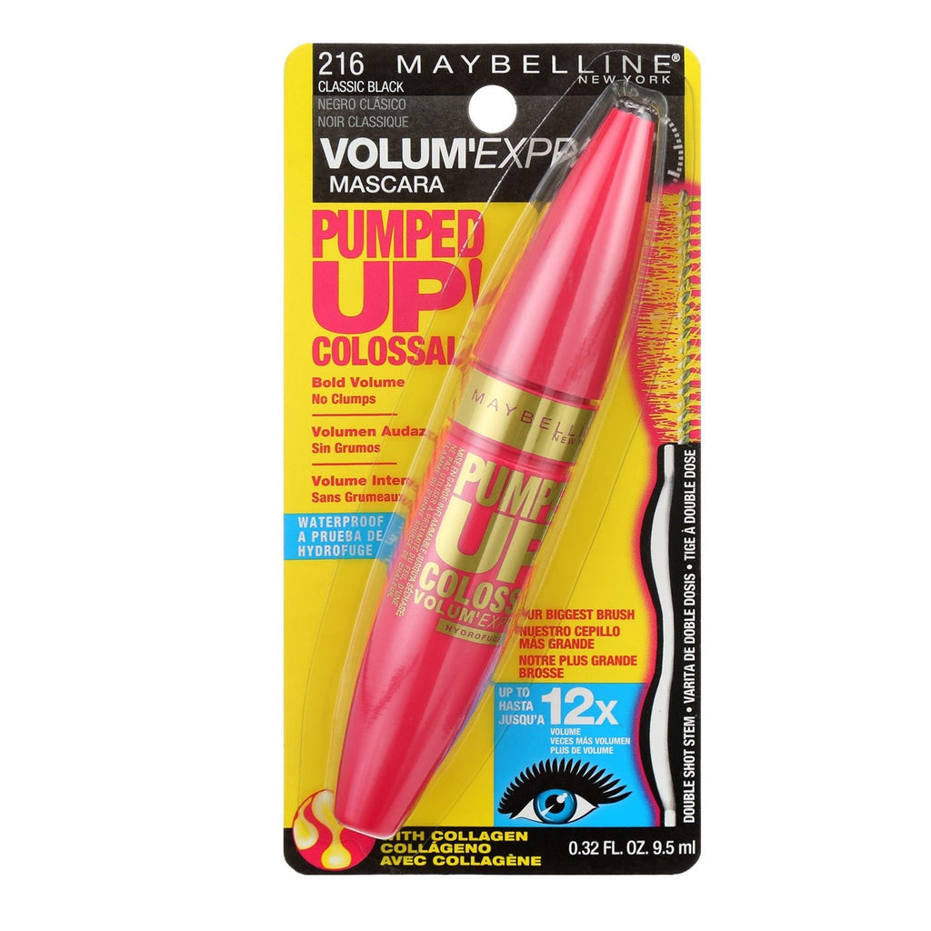 Maybelline Volum Express Pumped Up! Colossal Waterproof Mascara Classic Black 0.32oz/ 9.5ml - ikatehouse