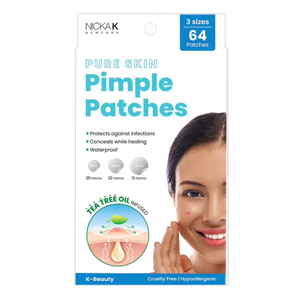 Nicka K New York Pure Skin Tea Tree Oil Pimple Patches 3 Sizes 64pcs - ikatehouse