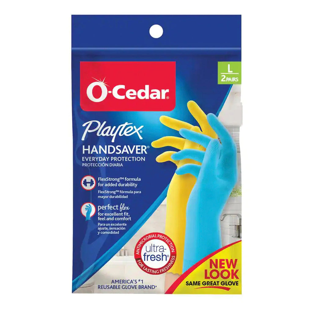 O-Cedar Playtex Handsaver Rubber Gloves 2 pairs Large - ikatehouse