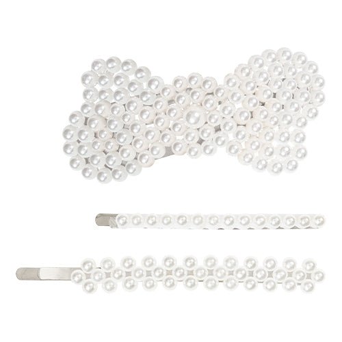 Pastel Collection Pearl Bow Hair Pins 3pcs - ikatehouse