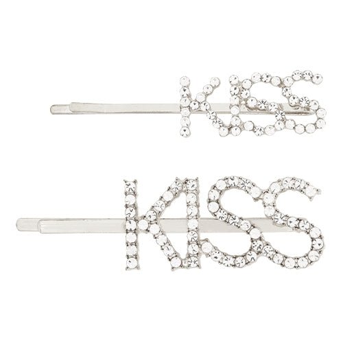 Pastel Collection Sparkly Letter Design Kiss Hair Pins 2pcs - ikatehouse