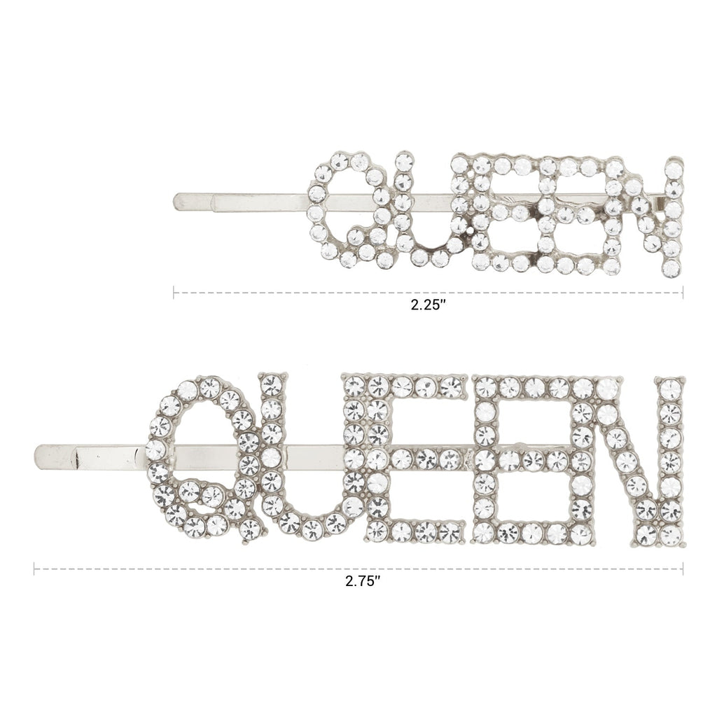 Pastel Collection Sparkly Letter Design Queen Hair Pins 2pcs - ikatehouse
