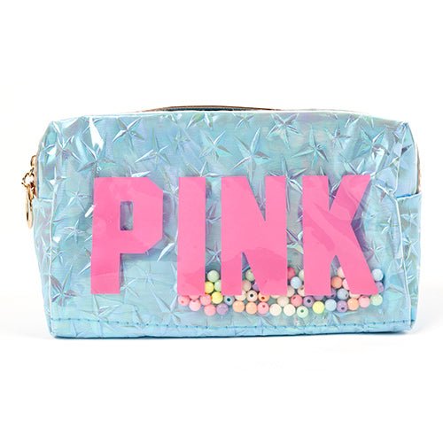Pink Star Giltter Square Makeup Bag - ikatehouse