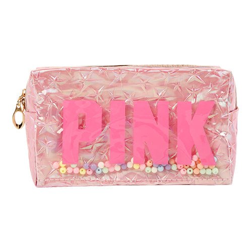 Pink Star Giltter Square Makeup Bag - ikatehouse