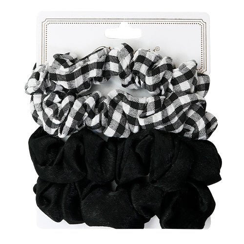 Plaid Hair Scrunchies Bobbles Soft Hair Ties Ropes 4pcs - ikatehouse