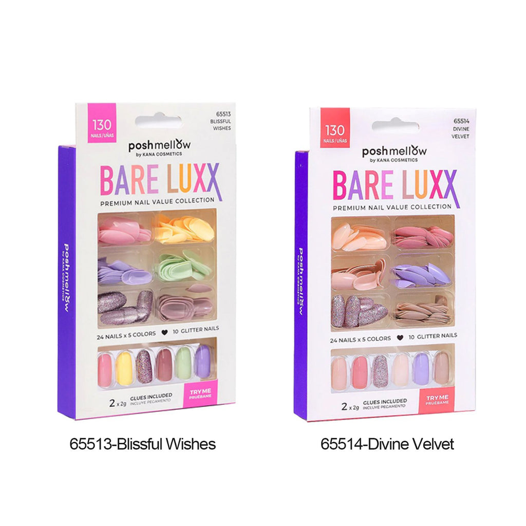 Posh Mellow Bare Luxx Almond Premium Nail Value Collection 130 Nails - ikatehouse