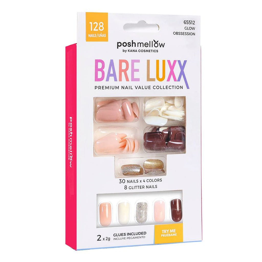 Posh Mellow Bare Luxx Square Premium Nail Value Collection 128 Nails - ikatehouse