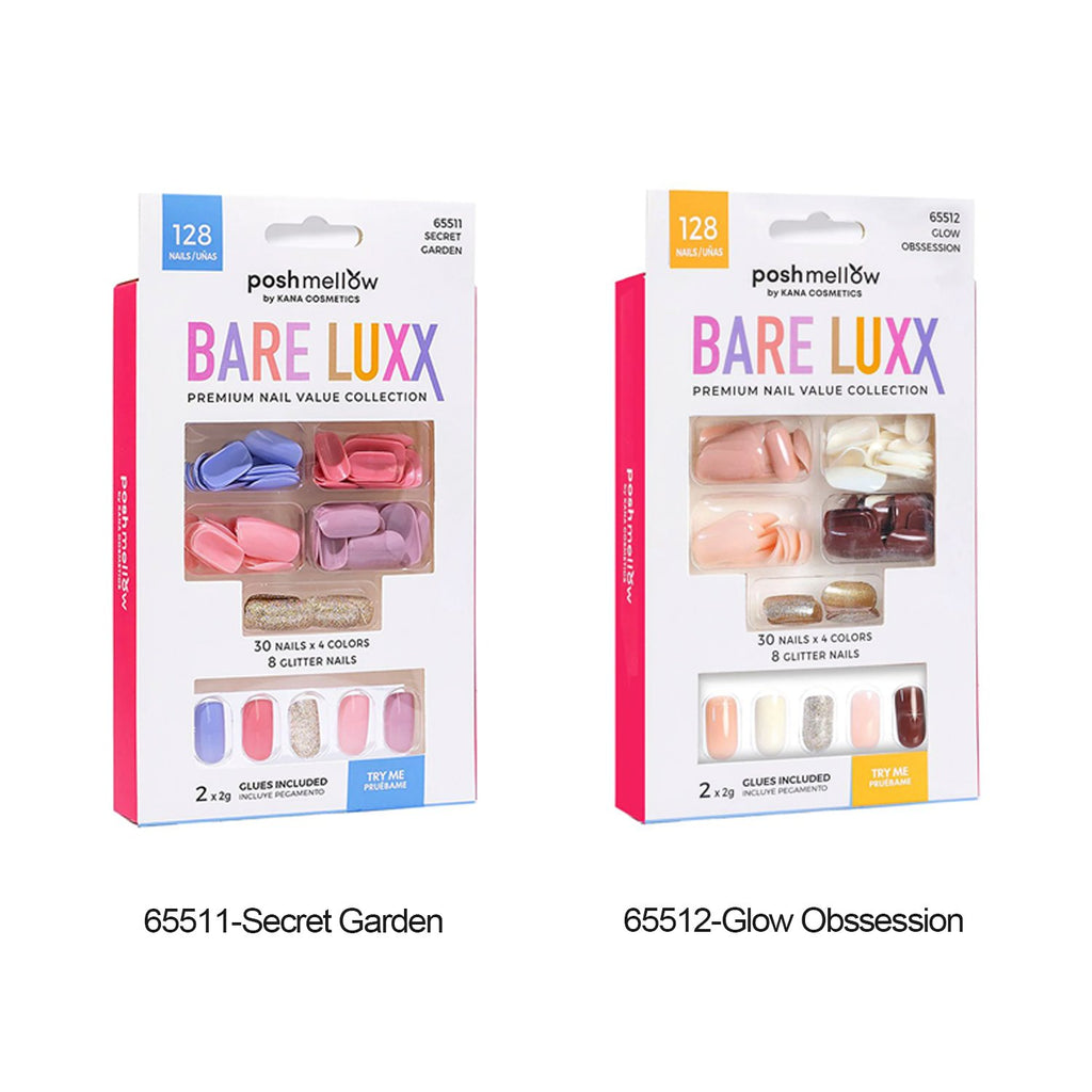 Posh Mellow Bare Luxx Square Premium Nail Value Collection 128 Nails - ikatehouse