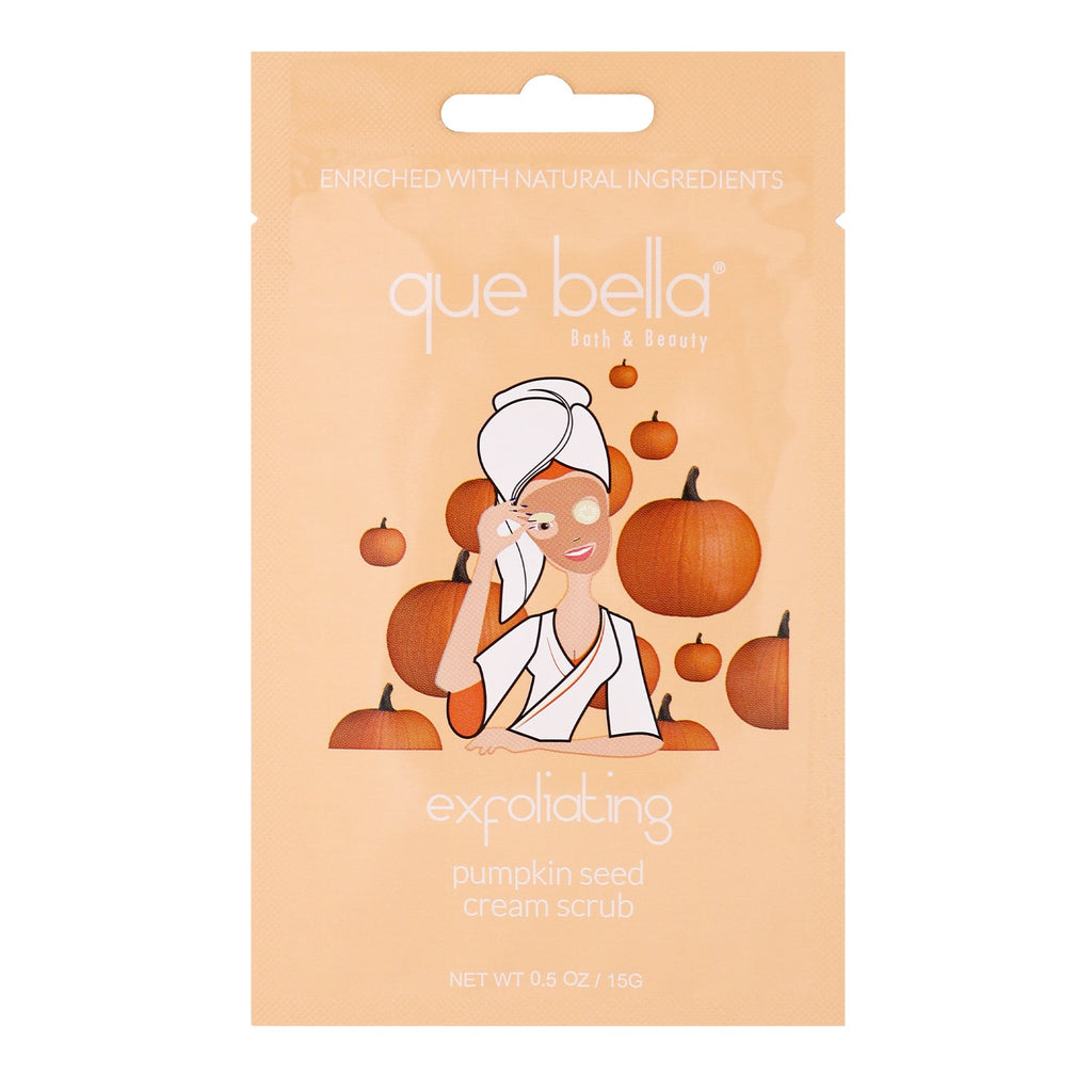 Que Bella Bath n Body Exfoliating Pumpkin Seed Face Cream Scrub 0.5oz - ikatehouse
