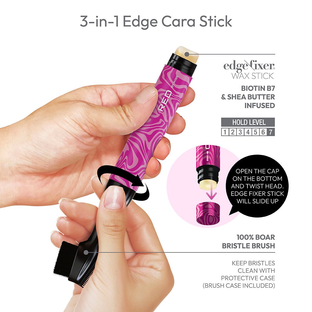 Red by Kiss Edge Cara Edge Brush & Edge Fixer Wax Stick 0.32oz/ 9.5ml - ikatehouse