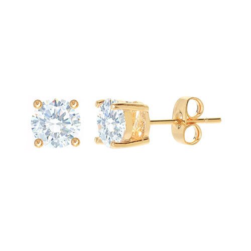Round Cubic Zirconia Stud Earring Gold - ikatehouse