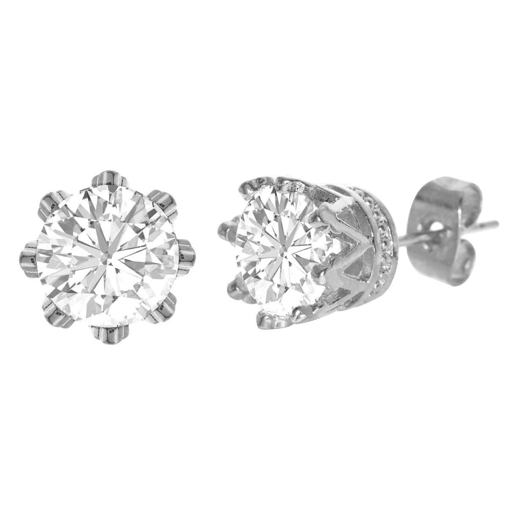 Round Cubic Zirconia Stud Earring Silver - ikatehouse